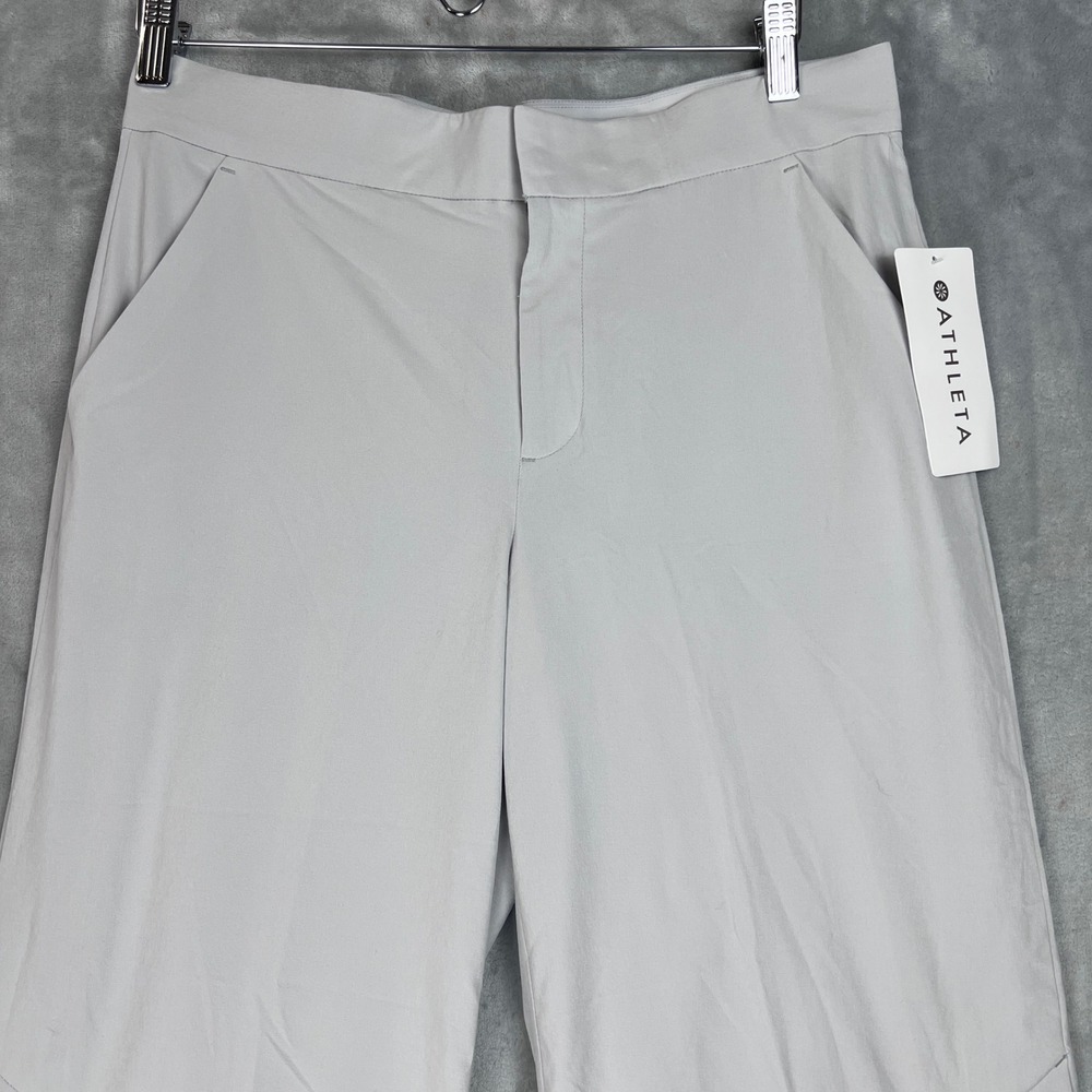 Athleta Tribeca Crop Pant Light Grey Wide Leg Snap Hem 281969 Size 8 NWT - Picture 10 of 13